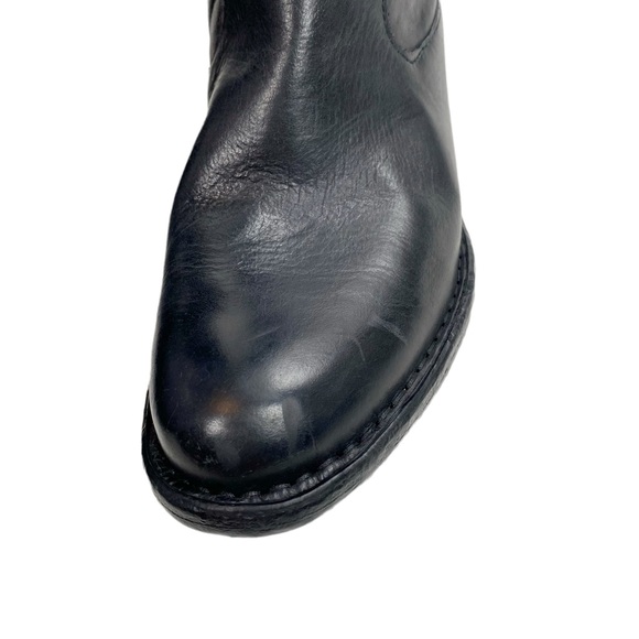 BORN Low Heel Round Toe Black Leather Wide Calf Tall Boots - Picture 9 of 9